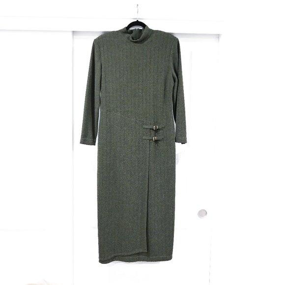 Joseph Ribkoff Size 14 Vintage Forest Green Textured Midi Dress - Picture 1 of 12